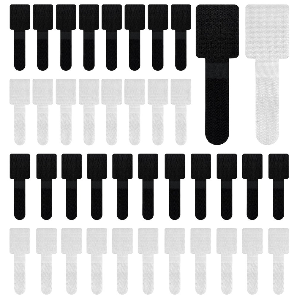 40-Pack Self-Adhesive Hook and Loop Cable Ties  Adjustable Sticky-Back Cord Organizer Straps for Home, Office & Workshop