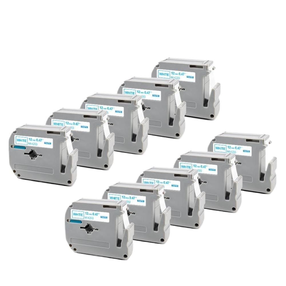 10PK Black On White M-K231 Labels Compatible with MK 231 MK-231 Label Tape M Tape 12mm Labeling Tape for Label Maker Universal Fit(Blue on White)