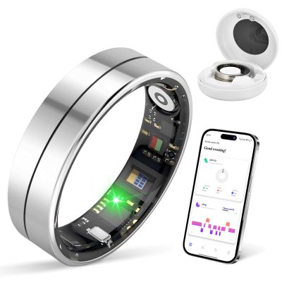 KppeX-X1 Smart Health Ring Kit-Nighttime Sleep Monitoring-Heart Rate-IP68 Waterproof Exercise Recording Fitness Tracker-No Subscription Fee Mixer#Steel Color (X1-13#)