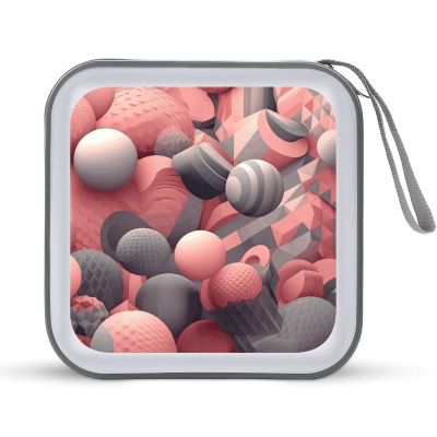 QMNLKH CD Case 40 Capacity Hard Plastic DVD Case Holders Peach And Gray Disc Cases Torage Binder Wallet for Car Home Travel
