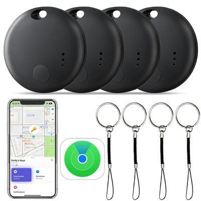Bluetooth Smart Tracker,Air Tracker Tags-4 Pack,Item Finders Works with Apple Find My (iOS only) App,Keep Tracker of and Your Keys,Wallet, Luggage, Backpack(Not for Android Devices)