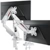ARES WING Dual Monitor Arm for 17-35 Inch Flat Curved Ultrawide Screens Up to 26.5lbs, Fully Adjustable Dual Monitor Mount, C-Clamp & Grommet Base, 75/100 Vesa Mount, White view 1