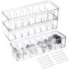 3 Pcs Clear Cord Organizer Boxes with Lids & Detachable Dividers, Cable Storage Boxes with 10 Cable Ties, Transparent Electronics Charger Storage for Home Office view 1