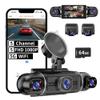 360 View 5 Channel Dash Cam Car Camera Dash Cam Front and Rear Degree 5 Channel for Cars Front and Rear Inside Left Right Baby Car Camera, Built-in WiFi Night Vision,64GB Card Included view 1