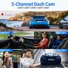 360 View 5 Channel Dash Cam Car Camera Dash Cam Front and Rear Degree 5 Channel for Cars Front and Rear Inside Left Right Baby Car Camera, Built-in WiFi Night Vision,64GB Card Included view 4
