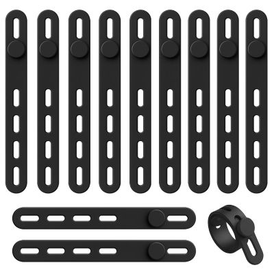 12-Pack Reusable Silicone Cable Ties  Adjustable Lock Buckle Cord Organizer Wraps for Travel, Home, and Office Wire Management