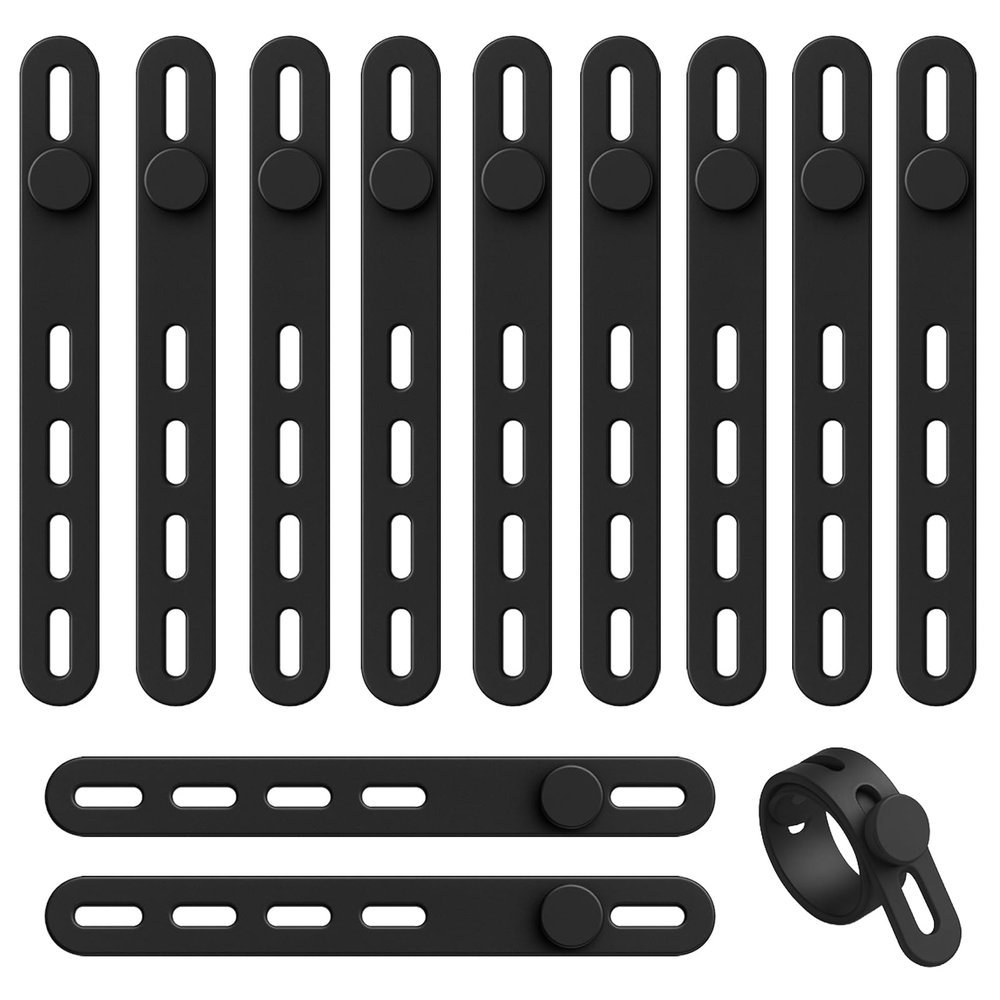 12-Pack Reusable Silicone Cable Ties  Adjustable Lock Buckle Cord Organizer Wraps for Travel, Home, and Office Wire Management
