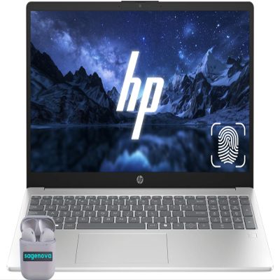 HP 15.6" Business Laptop Computer, Intel Core i5-1334U 10-Core (Up to 4.6Ghz), 16GB RAM 512GB SSD, Fingerprint Reader, Backlit Keyboard, Windows 11, Numeric Keypad, SageNova Earphones, Silver