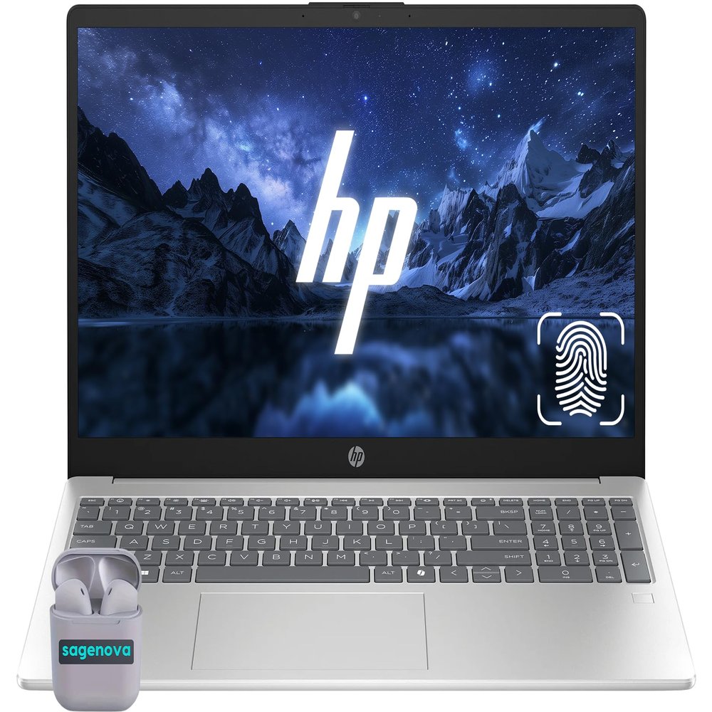 HP 15.6" Business Laptop Computer, Intel Core i5-1334U 10-Core (Up to 4.6Ghz), 32GB RAM 1TB SSD, Fingerprint Reader, Backlit Keyboard, Windows 11, Numeric Keypad, SageNova Earphones, Silver
