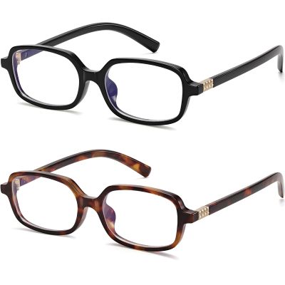 LIKSMU Blue Light Blocking Glasses for Woman Men Computer Gaming TV Screen Blue light Blocker Eyewear Trendy Rectangle Small Nerd Eyeglasses, 2pack, Black Frame Clear Lens &Tortoise Frame Clear Lens