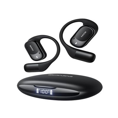 Eonini Open-Ear Headphones, True Wireless Bluetooth Earbuds with Microphone, Adjustable Earhooks, Comfortable Fit, 40H Playtime, Powerful Sound, IPX5 Waterproof, Smart Display Case