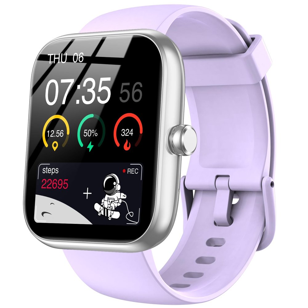 Smart Watch with Alexa Built-in, Bluetooth Calls/Notifications, 1.83" HD Health Fitness Tracker, 24/7 Heart Rate and Sleep Tracking, 120+ Sports Modes, IP68 Waterproof for iPhone and Android (Purple)