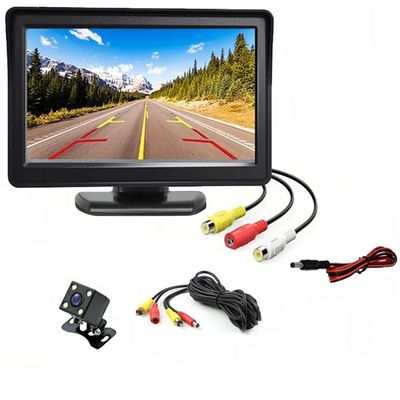 4.3 Inch Backup Camera System, Universal Rear View Monitor with Expandable Dual Camera Setup, DIY Installation for Cars, Trucks, SUVs - Complete Kit