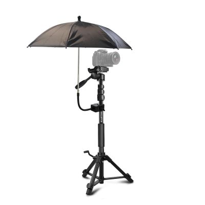 20 Inch Tripod Umbrella, Adjustable Gooseneck Camera Rain Cover, Umbrella Chair Clamp for Cameras, Rain & Sun Protection, for Outdoor Photographing Filming, Black