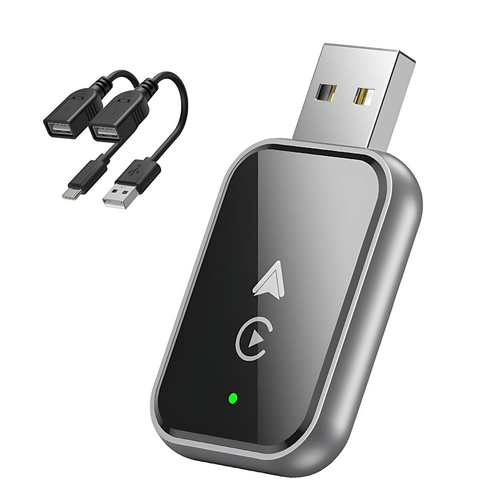 ZJFSFH Wireless CarPlay Adapter for Mini Hatch, Plug & Play Fast Auto-Connect, Upgrade from Wired CarPlay to Wireless 2-in-1 Converter,Glossy