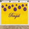 BELECO 12x8ft Fabric Happy Pongal Backdrop India Harvesting Festival Celebration with Pongal Pot Style Paper Torans Background Indian Theme Party Decoration Banner Photo Booth Shoot Props view 1