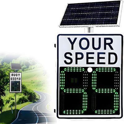 COAKUE Solar Powered Speed Limit Radar Sign,Rust Prevention Aluminum Speed Radar Feedback Sign,Digital Speed Detector for Streets & Neighborhoods(White,35"x24")