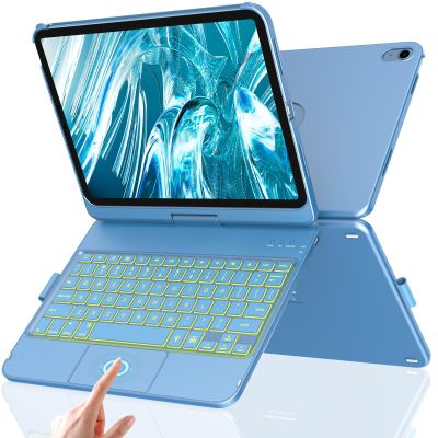aMZCaSE Keyboard Case for iPad (A16) 11th 10th Generation, Touchpad & 360 Rotatable for iPad A16 Keyboard Case, Backlit Latop Case for 10.9 in 10th Gen 2022 with Smart Wake/Up, Pen Holder,Ocean Blue