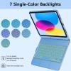 aMZCaSE Keyboard Case for iPad (A16) 11th 10th Generation, Touchpad & 360 Rotatable for iPad A16 Keyboard Case, Backlit Latop Case for 10.9 in 10th Gen 2022 with Smart Wake/Up, Pen Holder,Ocean Blue view 3
