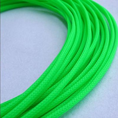 10M Expandable PET Cable Sleeves - Flat Tight Braided Wire Snakeskin Protector for Cables(UV Green,6mm)