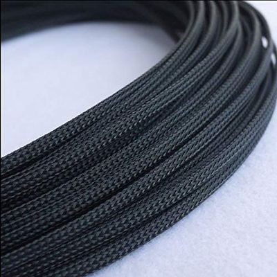10M Expandable PET Cable Sleeves - Flat Tight Braided Wire Snakeskin Protector for Cables(Black,8mm)
