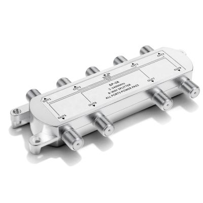 8-Way Coaxial Cable Splitter 5-2400MHz, 8 Ports Mini Digital Splitter Work with Satellite Cable TV and Internet, CATV Antenna System Modem