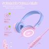 Bywulanda Kids Headphones with LED Lights for School, Upgrade USB Type C Kid Headphone with Microphone, Volume Limiter 85/94dB, Wired On Ear Headphones for Boys/Girls/Tablet/Travel -Gradient Purple view 4