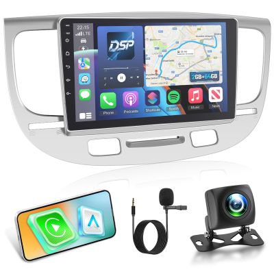 [4Core 64G] Car Radio for Kia Rio 2005-2011, Volxcereo 9 inch Android Touchscreen Stereo with Carplay/Android Auto, GPS Navigation, WiFi, Bluetooth, SWC, FM/RDS, 2G+64G