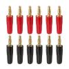 12Pcs Gold-Plated 4mm Banana Connectors Audio Speaker Cable Wire Pin Banana Plugs Screw Lock Terminal Connector Red Black view 1