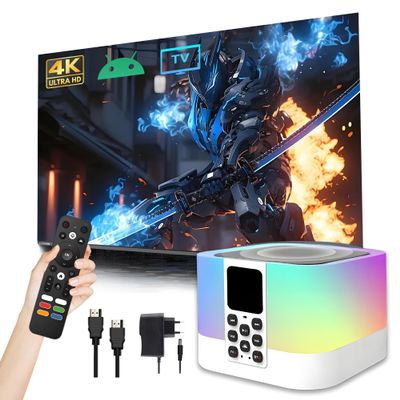 KINMRIS Z1 Mix Bluetooth Speaker TV Box 4K, Android 15.0 Smart Speaker with Lights, H313 Quad-core, 2.4GHz + 5GHz WiFi, TV Speakers Wireless for Home/Party/Outdoor