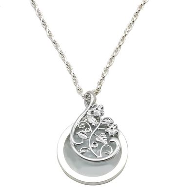 Pendant Necklace Magnifying Glass with Floral Pattern Sweater Chain Portable Good for Reading