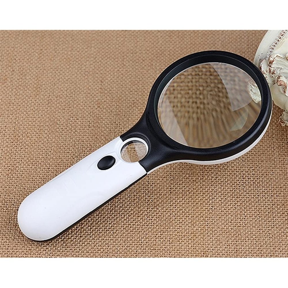 Handheld 45x Illuminated Magnifying Glass Microscope Reading Aid Tool for Elderly Jewelry Repair with Light