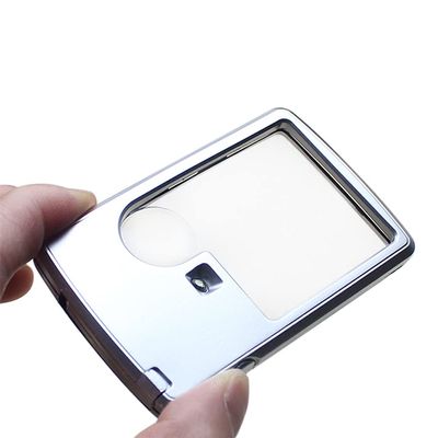 Portable 20mm/45mm Lens Diameter Thin 3X 6X LED Square Credit Card Pocket Magnifier Loupe for Collectors
