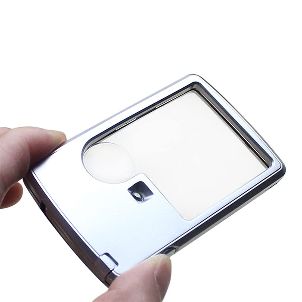 Portable 20mm/45mm Lens Diameter Thin 3X 6X LED Square Credit Card Pocket Magnifier Loupe for Collectors