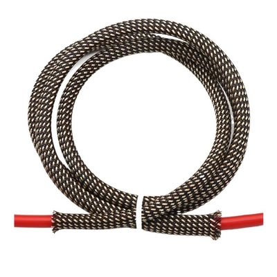 1m Black-Gold PET Braided Sleeve - high-Density Expandable, 2-16mm, -60C to +125C, Flame-Retardant, Flexible(Black Copper,4mm)