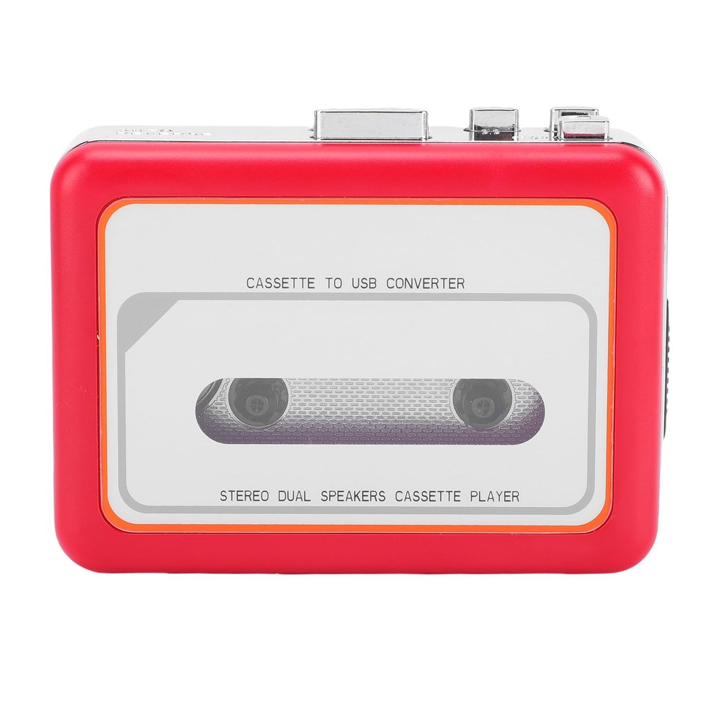 Bewinner Portable Cassette Tape Player, Cassette to MP3 Digital Converter with Built in Speaker & 3.5mm Headphone Jack, Retro Audio Tape Player with Headphone, Gift for Music Lovers (Red)