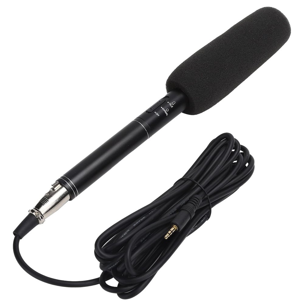 Drfeify Black Portable HighSensitivity Microphone Wired Recording Mini Mic, for Interviews and Outdoor Celebrations (Black 28cm)