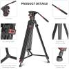 Compatible for DSLR Camcorders, DF6 74" Professional Video Tripod, 3-Section Metal Legs with Panorama Head, 10kg Capacity(DF6 Tripod) view 3