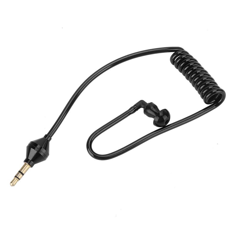 Drfeify Earphone Black Monaural Wired Stereo Earpiece for Clamp/Holder MP3 Phone Receiver with Earplugs