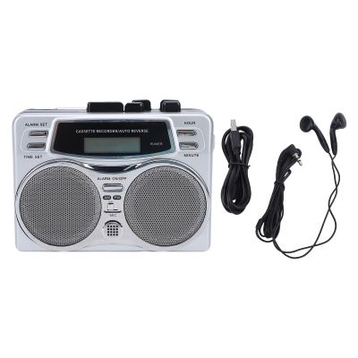 BTSEURY Retro Cassette Player, AM FM Radio Recorder with Built in Speaker and Headphone Jack, Digital Clock Timer, Auto Rewind Function for Portable Music Playback