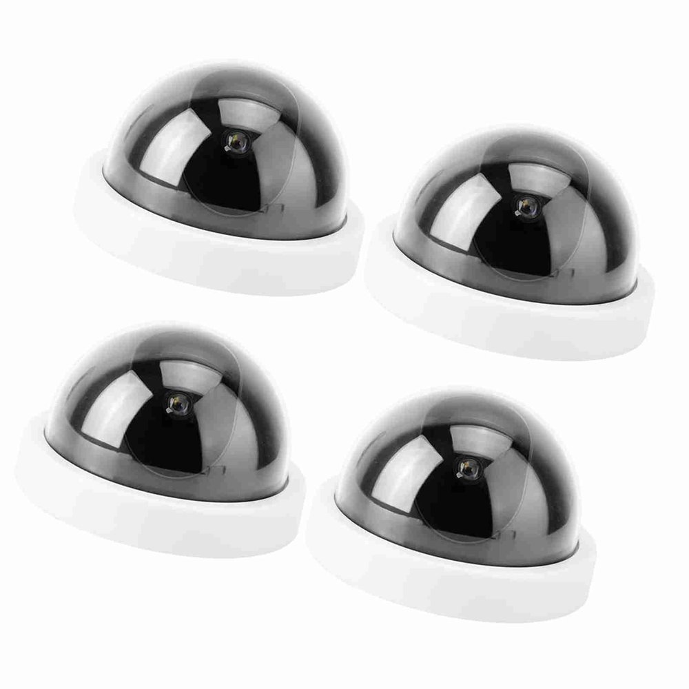 Jauarta 4pcs Dome Simulation Camera CCTV Dummy Fake Security Camera with Flashing Led Light (White)