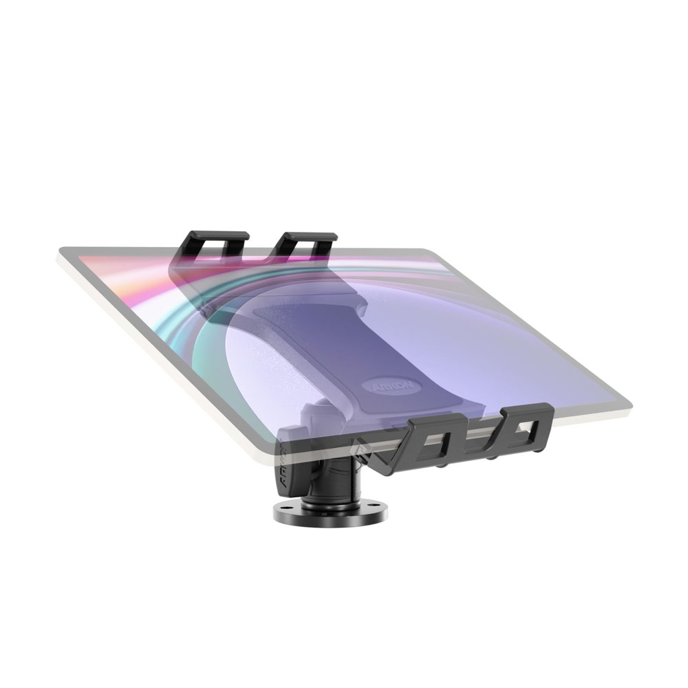 ARKON Mounts Slim-Grip Ultra Pro POS Drill-Base Tablet Mount, 360 Adjustable, Countertop or Wall Installation, Low-Profile iPad POS Tablet Holder