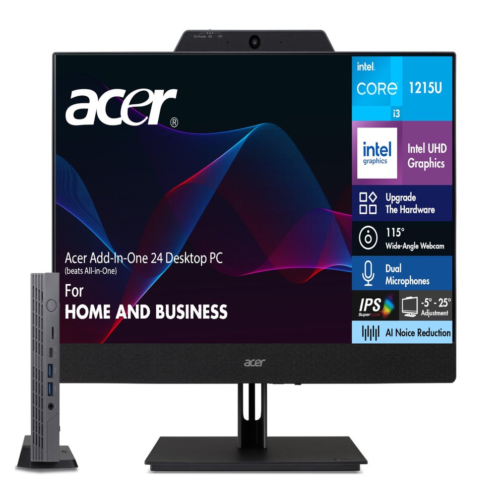 Acer Add-in-One 24 Desktop PC (Beats All-in-One) for Home and Business, Includes 24" FHD IPS Monitor with Speakers/Microphone/Webcam, and Chromebox CX15/i3-1215U/32GB DDR4/1TB SSD/Chrome OS
