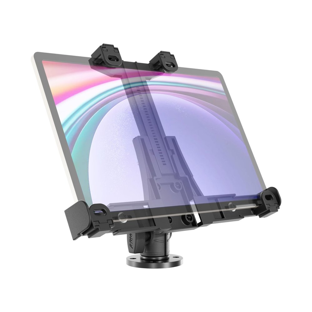 ARKON Mounts LockVise POS Drill-Base Locking Tablet Mount, 360 Adjustable Locking Tablet Holder, Secure Fixed Countertop or Wall Installation, for iPad POS Stand