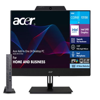 Acer Add-in-One 24 Desktop PC (Beats All-in-One) for Home and Business, Includes 24" FHD IPS Monitor with Speakers/Microphone/Webcam, and Chromebox CX15/i3-1215U/16GB DDR4/1TB SSD/Chrome OS