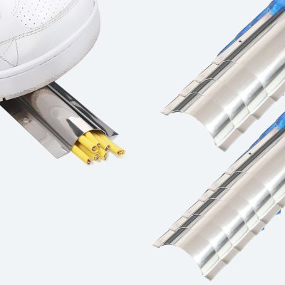 0.3 0.5 1.2 1.3 in Height Wireguard Raceway Stainless Steel, Metal Cable Raceway Cover for Protect Wires, Half Round Cable Concealer for Hotel/Hospital/Cinema(8 PCS,Outer Width 1 4/5in)