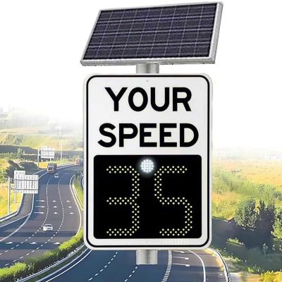 Upgrade Solar Powered Radar Feedback Speed Limit Sign, LED Display 20x28in/24x35in, Your Speed Limit Sign For Road/Street Traffic Safety Signage, Torking Tenperature -40~70(White,60 * 90cm/24 * 35in)