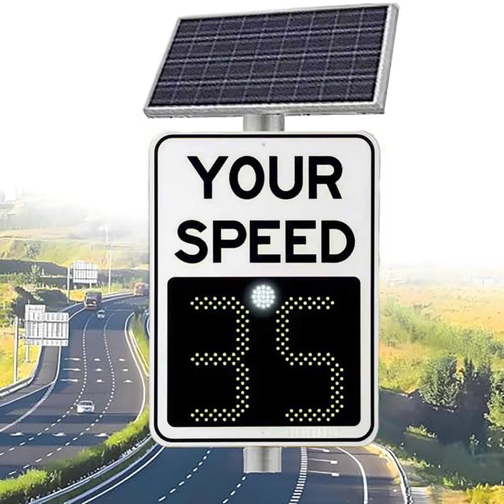 Upgrade Solar Powered Radar Feedback Speed Limit Sign, LED Display 20x28in/24x35in, Your Speed Limit Sign For Road/Street Traffic Safety Signage, Torking Tenperature -40~70(White,60 * 90cm/24 * 35in)