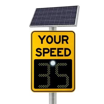 20''X27''/24"X35" Radar Speed Signs, Solar Powered Radar Speed Limit Sign - LED Speed Limit Radar Detective Display, With Mounting Kit And Remote Control, Lane Coverage 1-3(Yellow,50*70cm/20*27in)