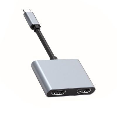 JINPIAOPIAO USB C to Double HDTV Adapter 4K 60Hz Aluminum Dock 2/4 Port for Multiple Monitor Setups